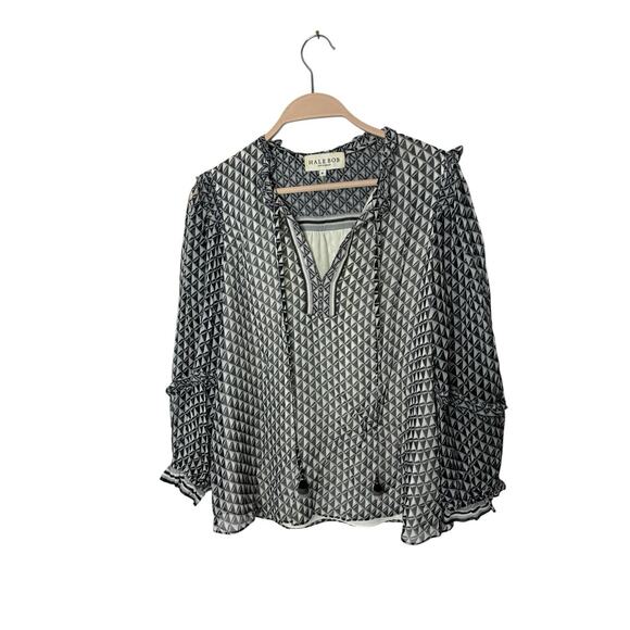 Womens Hale Bob size medium geometric pop over blouse - Picture 1 of 3